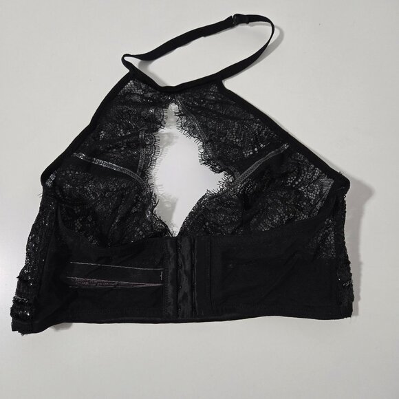 Victoria's Secret Shimmer Halter‎ Lace Bralette in Black - Size Small - Picture 5 of 8